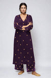 Mulled Grape Dabka Zardozi Hand Embroidered Velvet Kurta Set