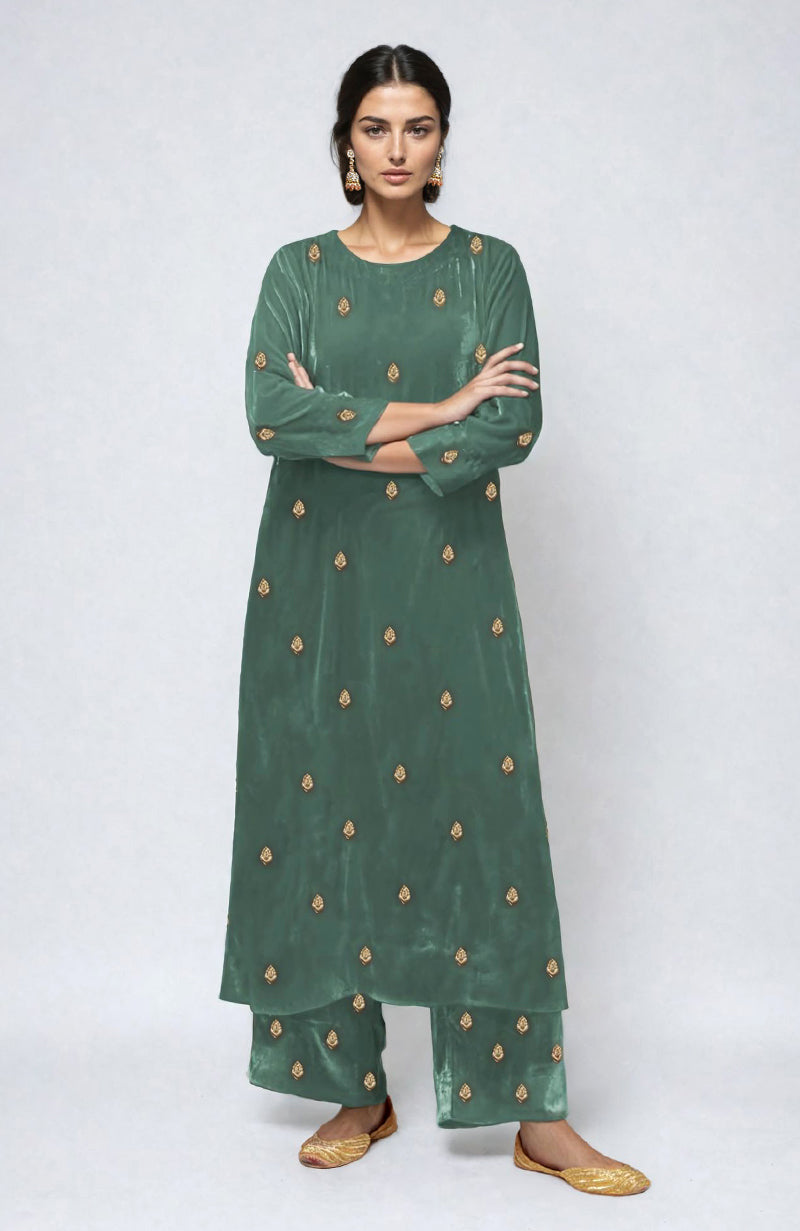 Hawthorne Rose Dabka Zardozi Hand Embroidered Kurta Set