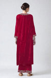 Ruby Red Resham Zari & Zardozi Hand Embroidered Velvet Kurta Set
