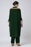 Emerald Green Kashmiri Tilla Dozi Embroidered Velvet Choga Kurta Set