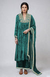 Proud Peacock Gold Kashmiri Tilla & Zardozi Hand Embroidered Velvet Kurta  Set