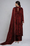 Maroon Gold Zardozi Hand Embroidered Velvet Kurta  Set