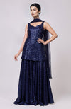 Sapphire Blue Sequin Embroidered Sharara Set