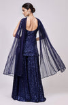 Sapphire Blue Sequin Embroidered Sharara Set