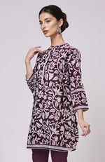 Plum Kantha Embroidered Co-Ord Set