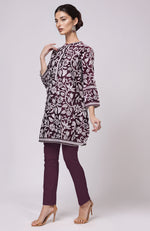 Plum Kantha Embroidered Co-Ord Set