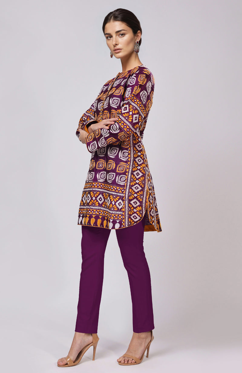 Purple Kantha Hand Embroidered Co-Ord Set