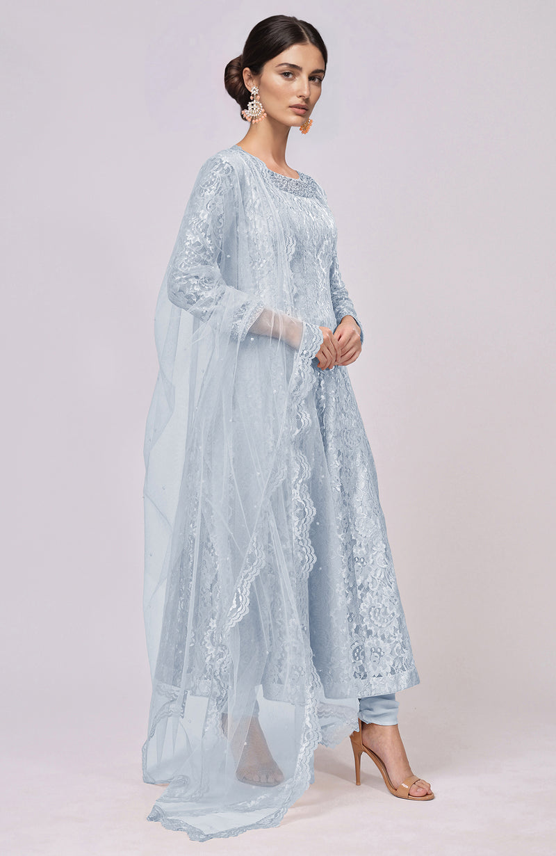 Pressed Rose Lace Anarkali Set