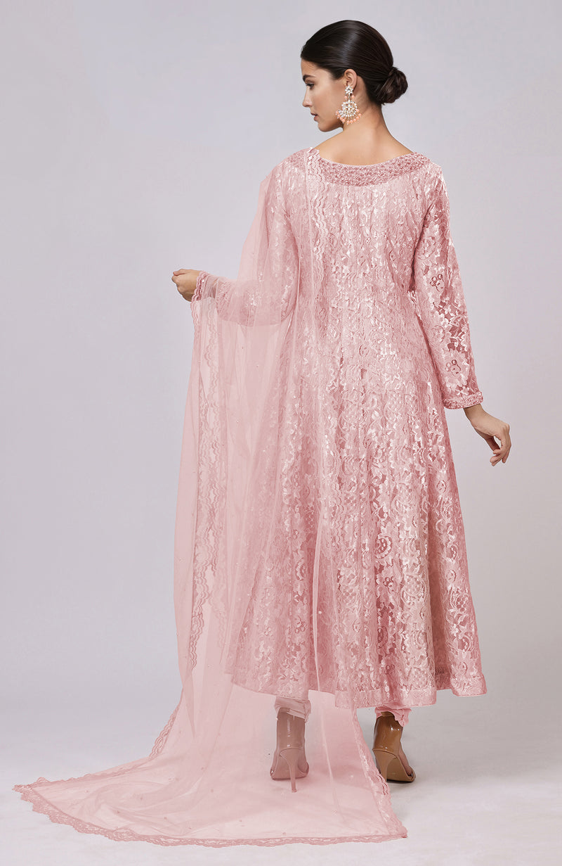 Pressed Rose Lace Anarkali Set