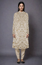 Light Beige Zari and Sequin Embroidered Jacket Set