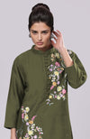Martini Olive Parsi Gara Embroidered Co-Ord Set