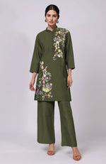 Mocha Mousse Parsi Gara Embroidered Co-Ord Set