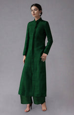 Red Raw Silk Jacket Set
