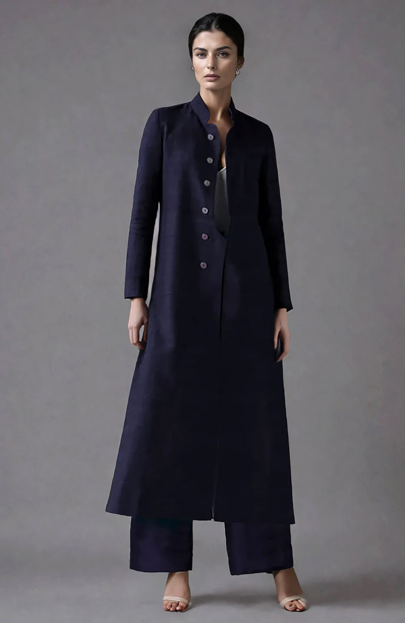 Wine Raw Silk Jacket Set
