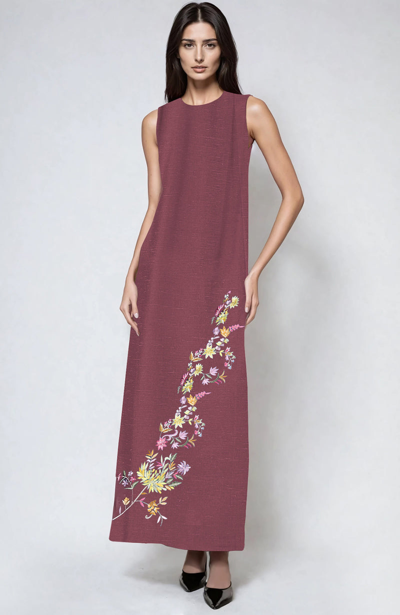 Chianti Parsi Gara Embroidered Pure Linen Dress