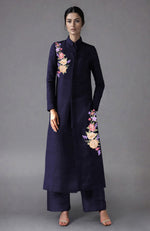 Eclipse Blue Parsi Gara Embroidered Jacket Set