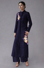 Eclipse Blue Parsi Gara Embroidered Jacket Set