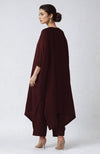 Wine Kashmiri Tilla Aari Embroidered Kaftan set