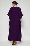 Plum  Paisley Resham Aari Embroidered Kaftan
