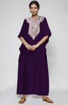 Plum  Paisley Resham Aari Embroidered Kaftan