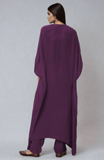 Burgundy Purple  Paisley Tilla Aari Embroidered Kaftan set