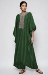 Emerald Green Kashmiri Tilla Embroidered Kaftan Set