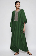 Emerald Green Kashmiri Tilla Embroidered Kaftan Set