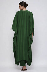 Emerald Green Kashmiri Tilla Embroidered Kaftan Set