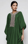 Emerald Green Kashmiri Tilla Embroidered Kaftan Set