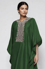 Emerald Green Kashmiri Tilla Embroidered Kaftan Set