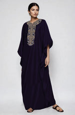 Midnight Blue  Kashidakari Embroidered Kaftan