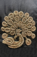 Indian Peacock Motif Zardozi Hand Embroidered Stole