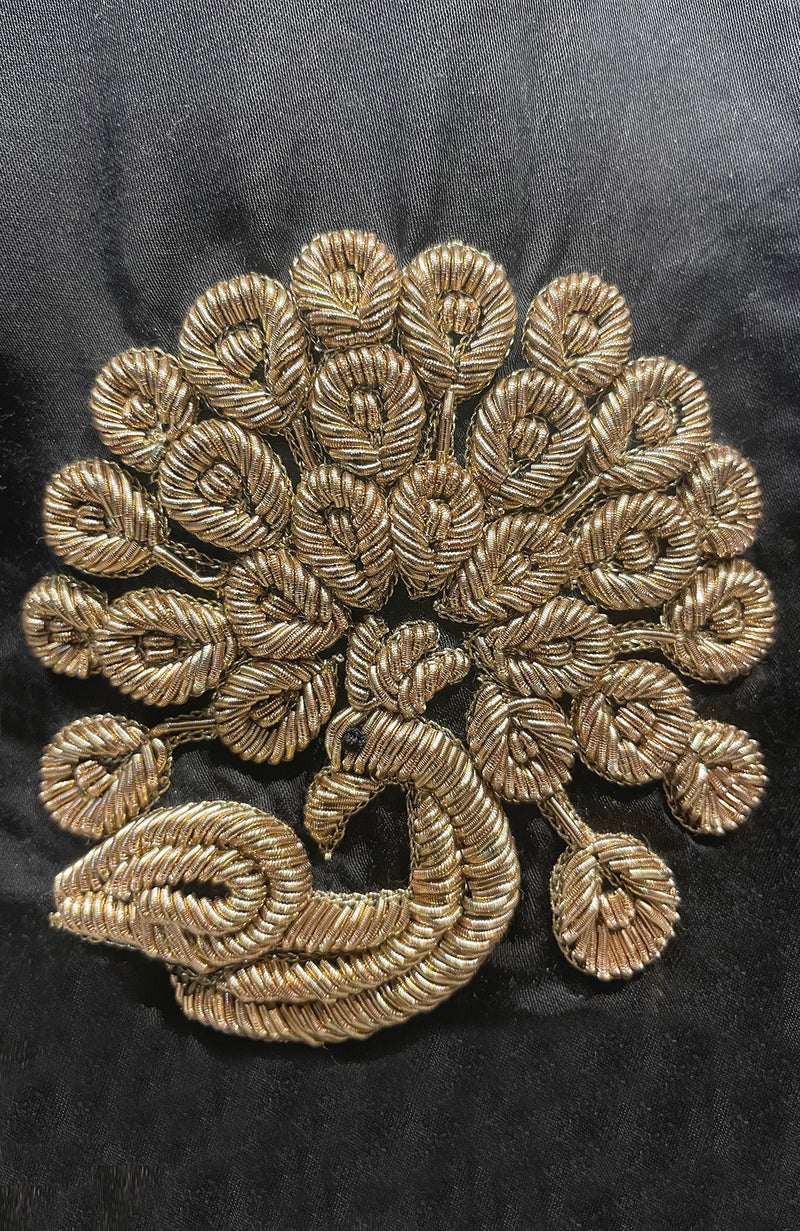 Indian Peacock Motif Zardozi Hand Embroidered Stole