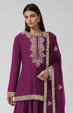Peacock Pink Kashmiri Tilla and Resham Embroidered Sharara Set