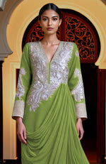 Greenery -Silver Embroidered Draped Skirt Set
