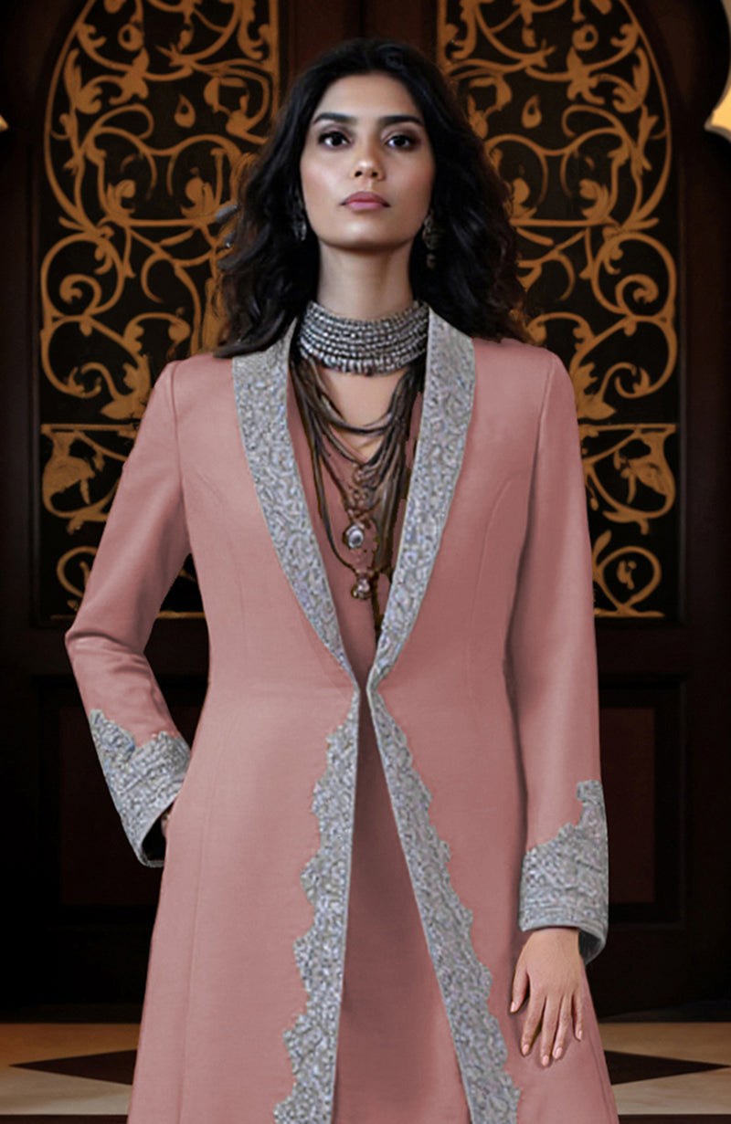 Blossom Silver Embroidered Jacket and Dhoti Pants Set