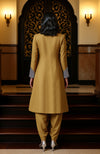 Mustard Yellow Silver Embroidered Jacket and Dhoti Pants Set