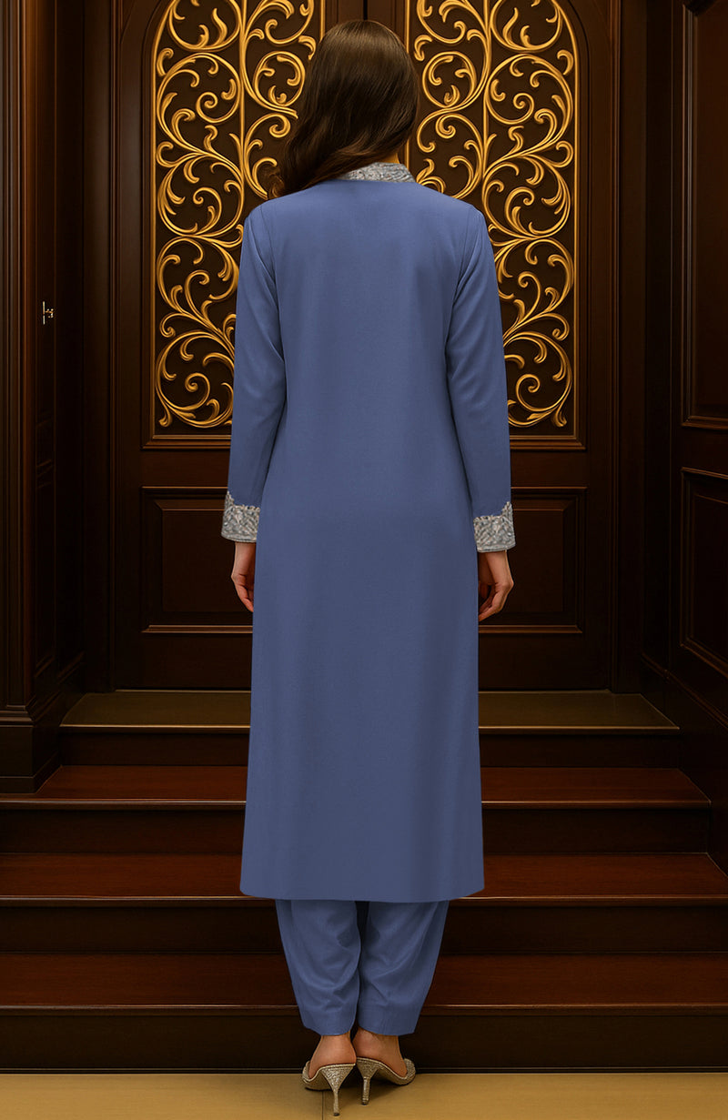 Iris Blue Embroidered Kurta set