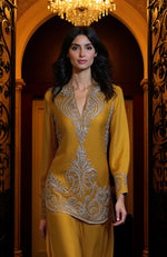 Mustard Gold Embroidered Tunic Set