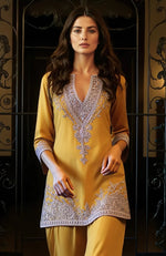 Mustard Gold Embroidered Tunic set