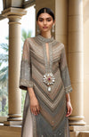 Grey- Beige Bead & Mirror Embroidered Kurta set