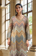 Grey- Sage Beads and Sequin Embroidered Tunic Kurta set