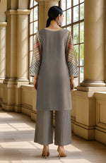 Grey- Sage Beads and Sequin Embroidered Tunic Kurta set