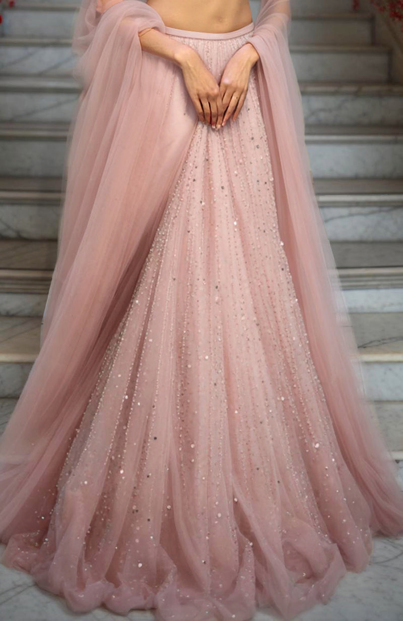 Blush Pink Embroidered Lehenga Set