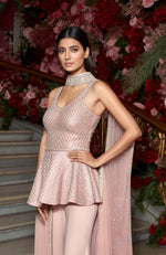 Blush Pink Peplum Sharara Set