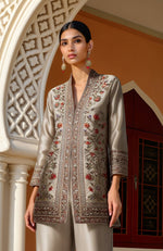 Kashmir Jamawar  Inspired Kashidakari Embroidered Jacket Set