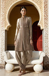 Ivory Kashidakari Jamawar Embroidered Jacket & Draped Salwar Set