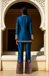 Teal Elegance Zardozi & Resham Embroidered Ensemble