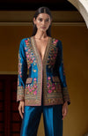 Teal Elegance Zardozi & Resham Embroidered Ensemble