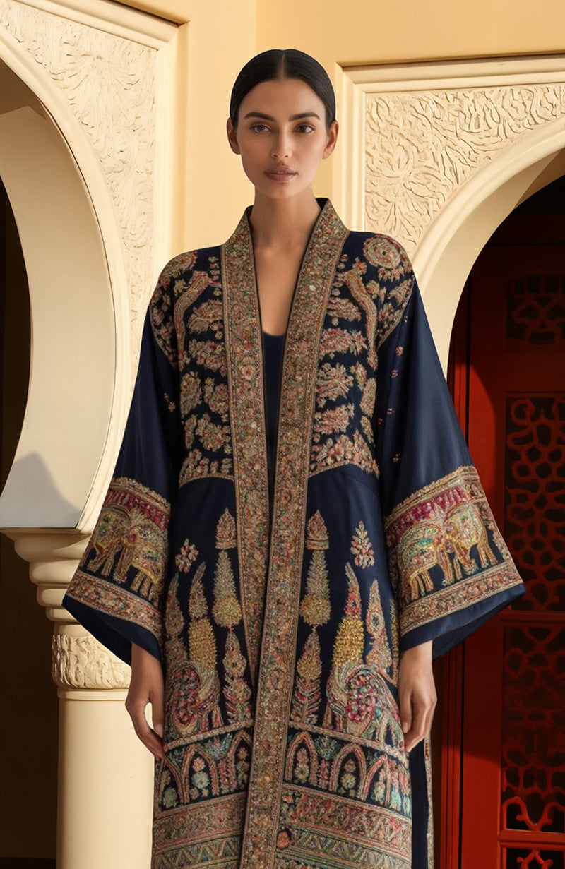 Masterpiece Midnight Majesty Embroidered Kimono Jacket Set